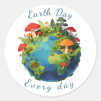 Adesivo Redondo Earth Day Every Day Nature Planet Design