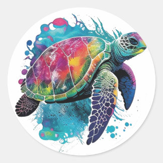 Adesivo Redondo Earth Day, Save Our Sea Turtles Marine Life 