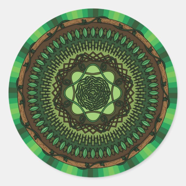 Adesivo Redondo Earth Mandala Sticker (Frente)