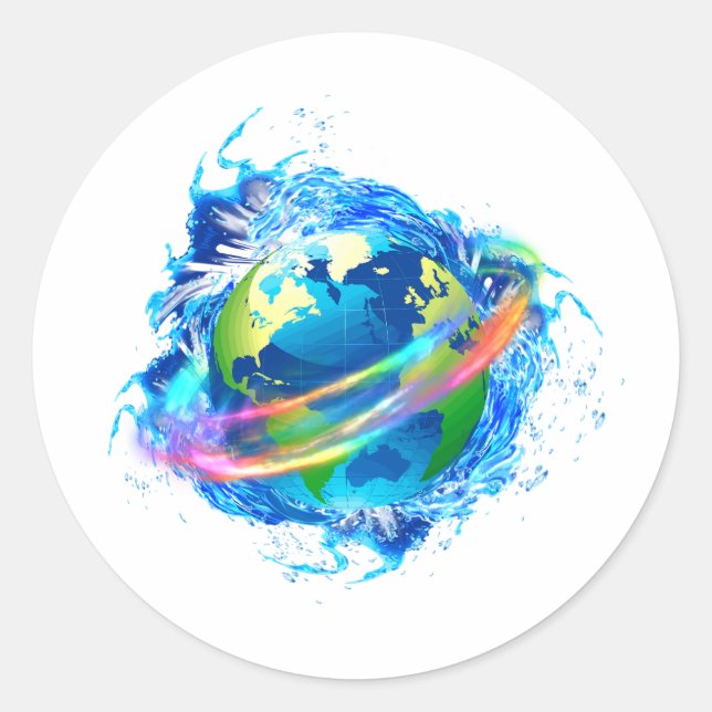 Adesivo Redondo Earth & Water (Frente)