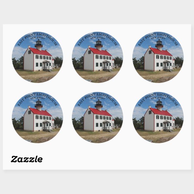 Adesivo Redondo East Point Lighthouse, New Jersey Round Sticker (Folha)