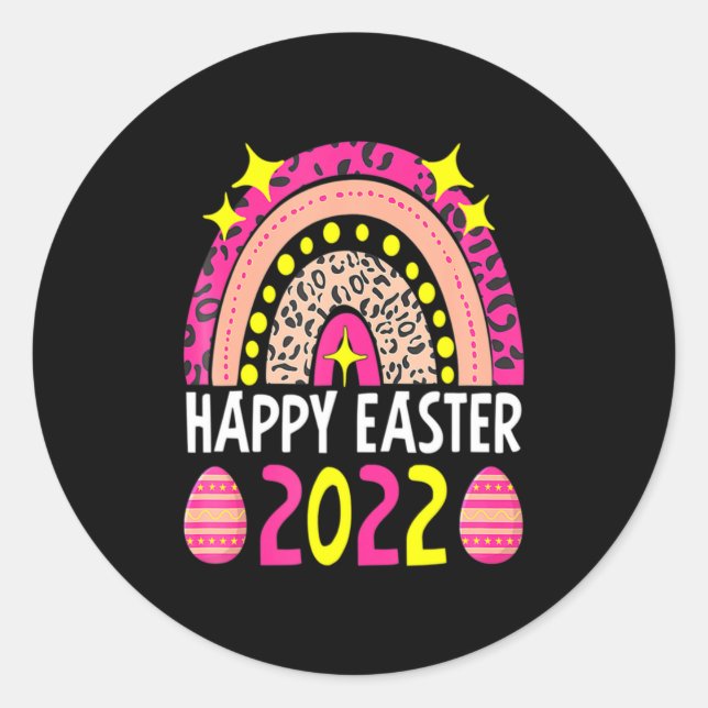 Adesivo Redondo Easter 2022 rainbow cute happy easter 2022 women  (Frente)