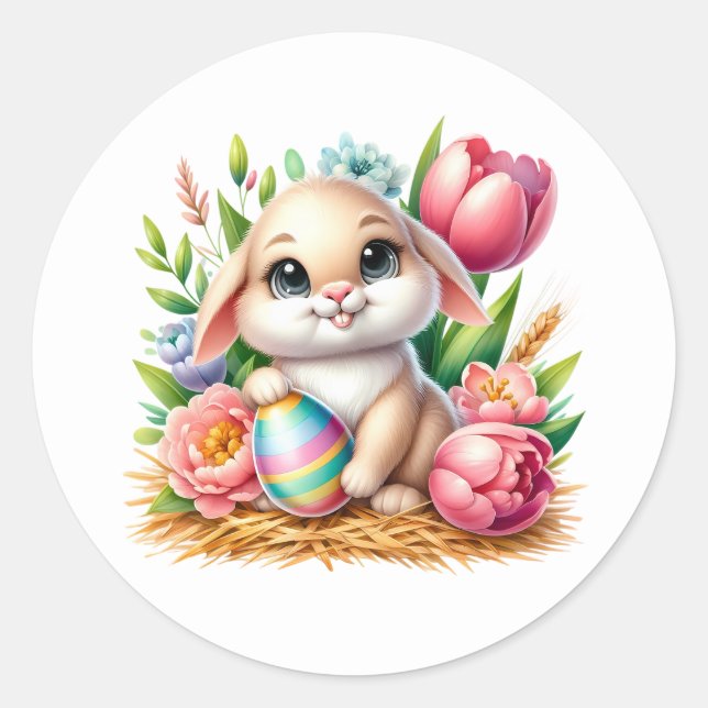 Adesivo Redondo Easter Bunny Stickers (Frente)