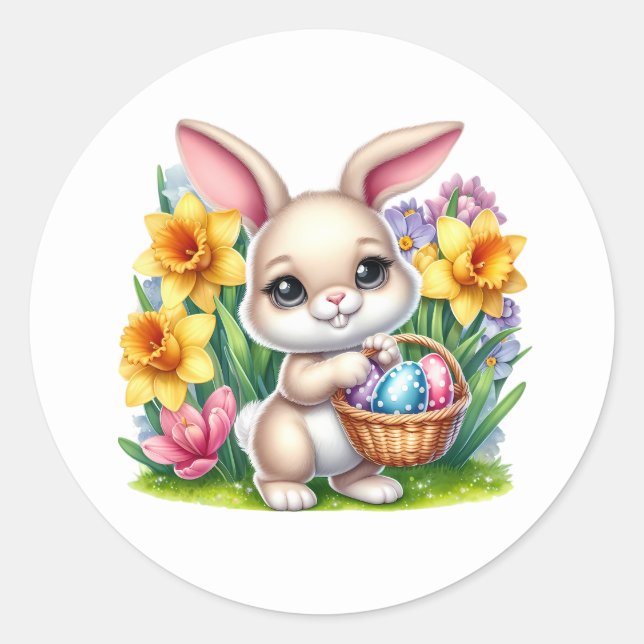 Adesivo Redondo Easter Bunny Stickers (Frente)