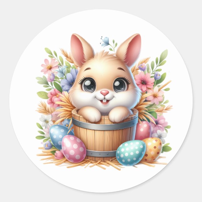 Adesivo Redondo Easter Bunny Stickers (Frente)