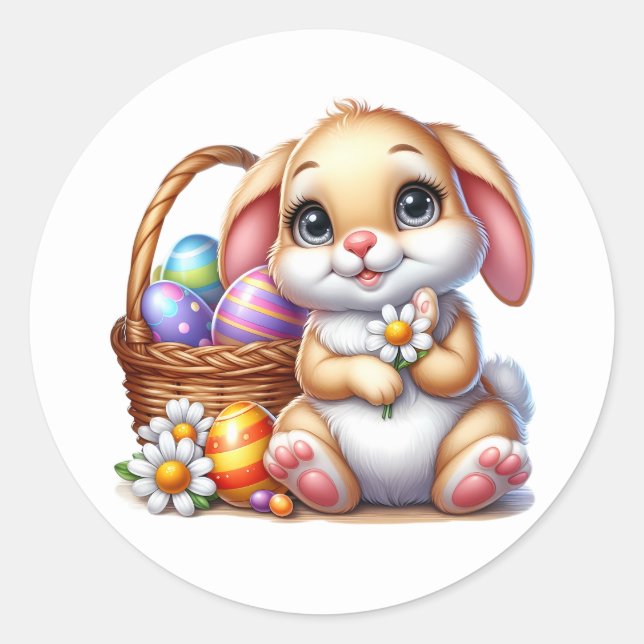 Adesivo Redondo Easter Bunny Stickers (Frente)