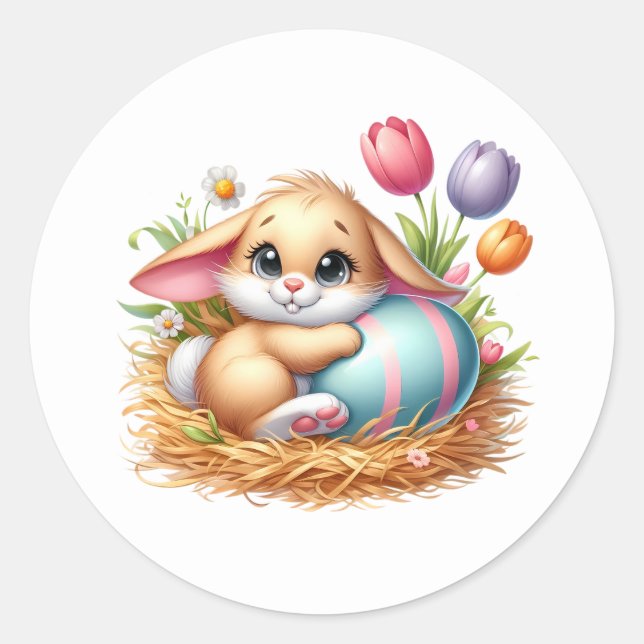 Adesivo Redondo Easter Bunny Stickers (Frente)