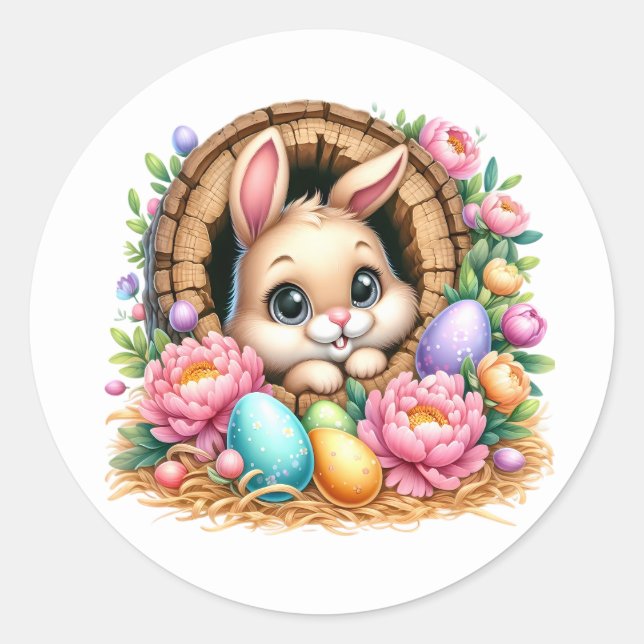 Adesivo Redondo Easter Bunny Stickers (Frente)