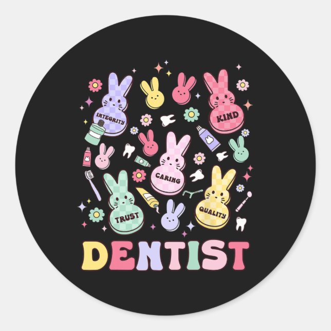 Adesivo Redondo Easter Dentist Retro Rdh Dental Hygienist Squad Bu (Frente)