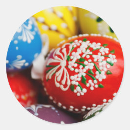 Adesivo Redondo Easter Eggs Colorful Holiday Patteray Art Primaver