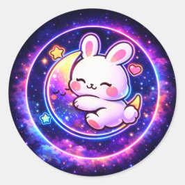 Adesivo Redondo Easter Galaxy Bunny Sticker | Spring Holiday Gift