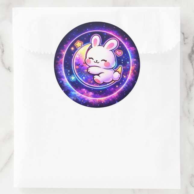 Adesivo Redondo Easter Galaxy Bunny Sticker | Spring Holiday Gift (Bolsa)