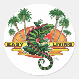 Adesivo Redondo Easy Living Lizard na praia