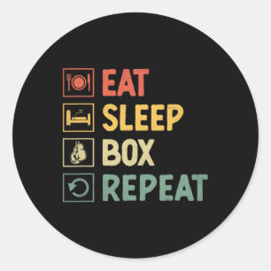 Adesivo Redondo Eat Sleep Box Repetir Atleta de Força Esportiva Bo