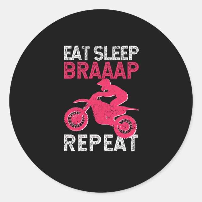 Adesivo Redondo Eat Sleep Braap Repeat Funny Dirt Bike Motocross (Frente)