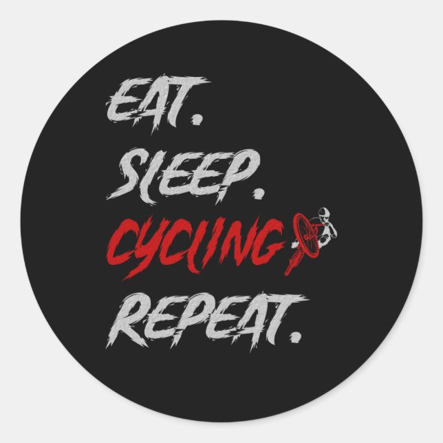 Adesivo Redondo Eat Sleep Cycling Repetir Hobby (Frente)