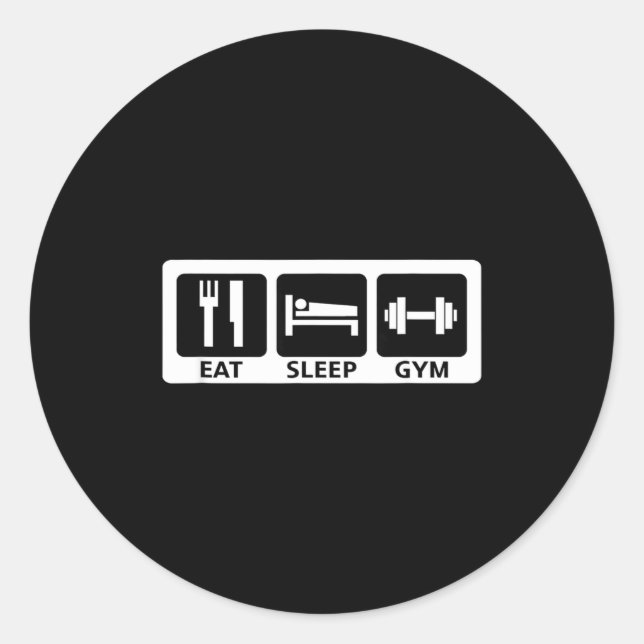 Adesivo Redondo Eat Sleep Gym Fitness Trainer Workout Gift  (Frente)