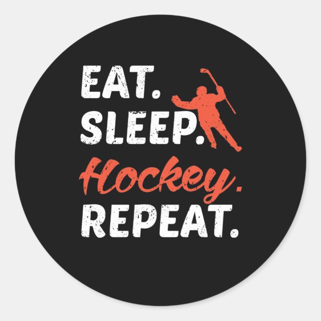 Adesivo Redondo Eat Sleep Hockey Repeat (Frente)
