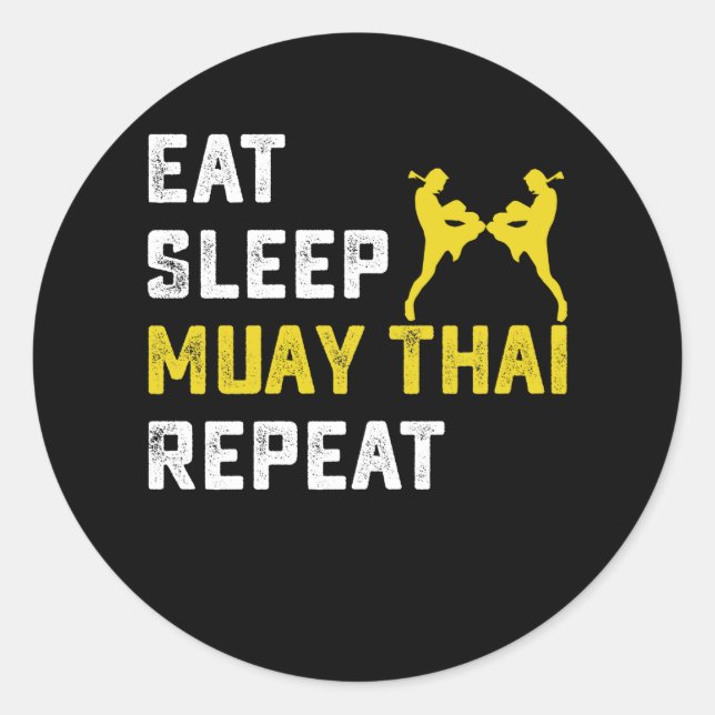 Adesivo Redondo Eat Sleep Muay Thai Repeat Gift (Frente)