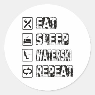 Adesivo Redondo Eat Sleep Waterski Repeat Waterski Water Skiski Wa