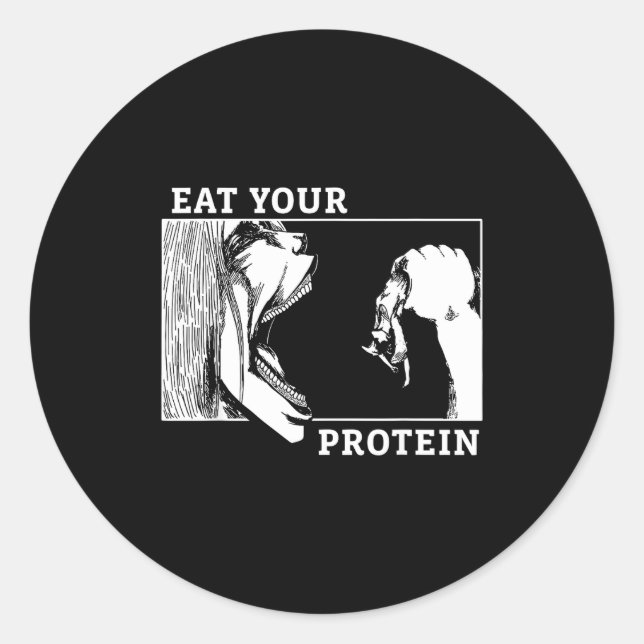 Adesivo Redondo Eat Your Protein Man Vs Gym Fitness  (Frente)
