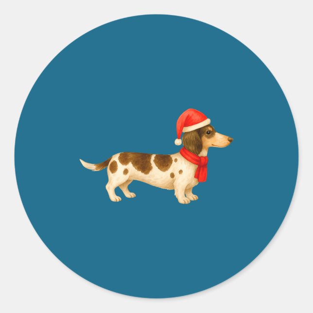 Adesivo Redondo Ebald Christmas Dachshund E Funny Doxie Dog Mom  (Frente)