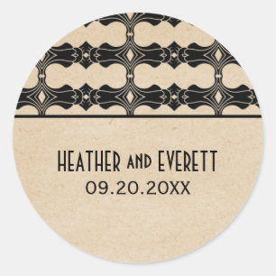 Adesivo Redondo Ebony Art Deco Border Stickers