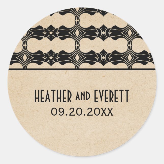 Adesivo Redondo Ebony Art Deco Border Stickers (Frente)