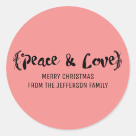 Adesivo Redondo Ebony Elegant Desenhou Feriado de Paz e Amor