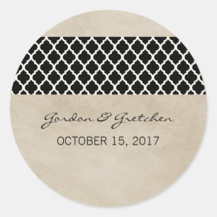Adesivo Redondo Ebony Rustic Quatrefoil Stickers