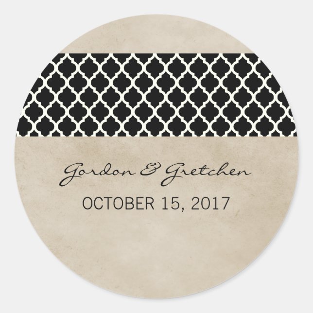 Adesivo Redondo Ebony Rustic Quatrefoil Stickers (Frente)