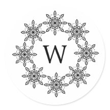 Ebony Snowflake Wreath Holiday Stickers