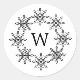 Adesivo Redondo Ebony Snowflake Wreath Holiday Stickers