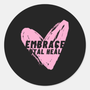 Adesivo Redondo Ebrace Mental Health Pink Heart Sticker