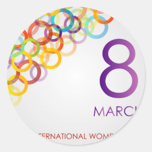 Adesivo Redondo Ecard colorido para o dia das mulheres