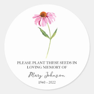 Adesivo Redondo Echinacea Memorial Funeral Seed Packet