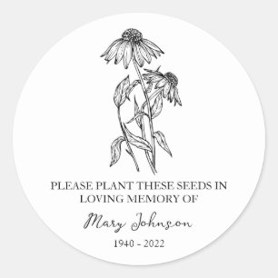 Adesivo Redondo Echinacea Memorial Funeral Seed Packet