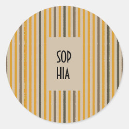 Adesivo Redondo Echo Trails Round Stickers - Stripes de mostarda