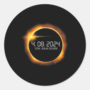 Adesivo Redondo Eclipse 2024 Abril 2008 Totalidade Mens Mulheres C