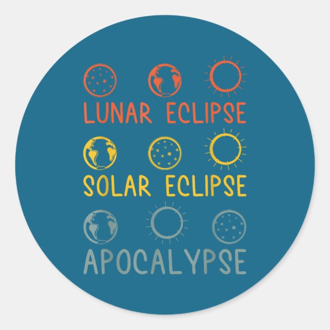 Adesivo Redondo Eclipse Lunar Solar Apocalipse Celestial (Frente)