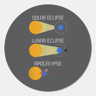 Adesivo Redondo Eclipse ou Acalipse_ Ciência Divertida do Eclipse