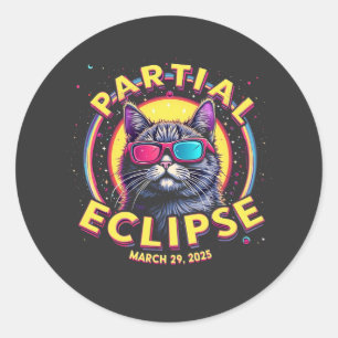 Adesivo Redondo Eclipse Parcial 2025 Astronomy KItten Amantes
