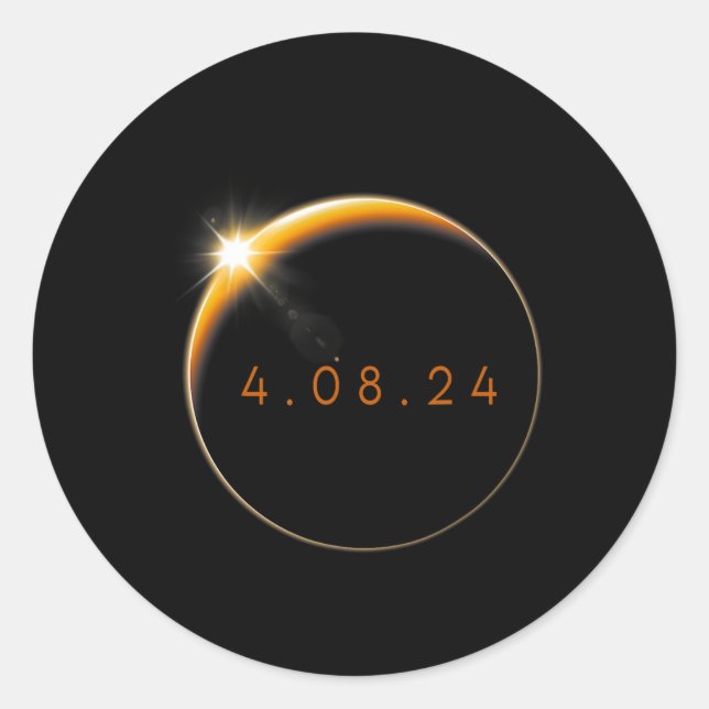 Adesivo Redondo Eclipse Solar 2024 040824 Eclipse Mens Mulheres Cr (Frente)