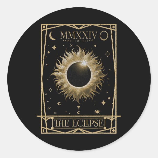 Adesivo Redondo Eclipse Solar 2024 Astronomia Total Eclipse Tarot  (Frente)