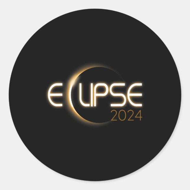 Adesivo Redondo Eclipse Solar 2024 Crescent Sun Design (Frente)