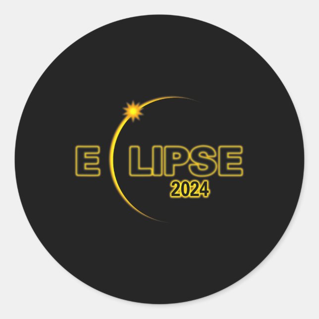 Adesivo Redondo Eclipse Solar 2024 Eclipse Solar Total 4.08.24 Sol (Frente)