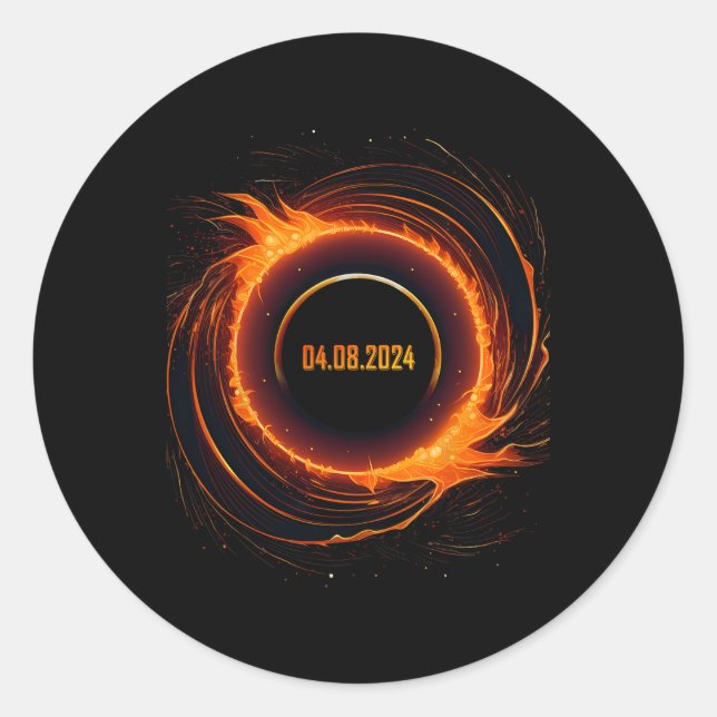 Adesivo Redondo Eclipse Solar 2024 Eclipse Sun Total (Frente)