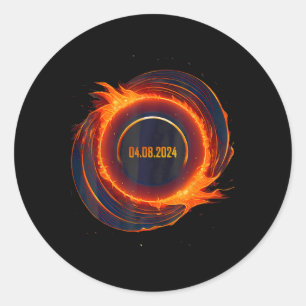 Adesivo Redondo Eclipse Solar 2024 Eclipse Sun Total