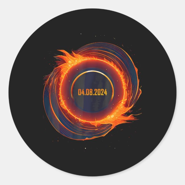 Adesivo Redondo Eclipse Solar 2024 Eclipse Sun Total (Frente)
