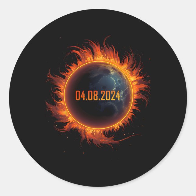 Adesivo Redondo Eclipse Solar 2024 Eclipse Sun Total 1 (Frente)